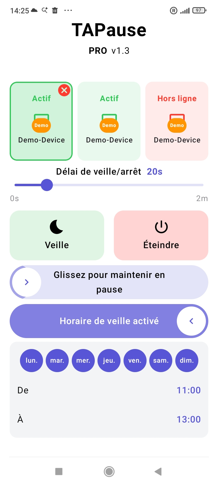 Application TAPause sur Android
